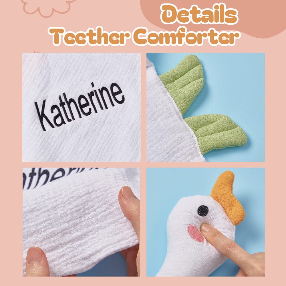 Personalized Baby Soothing Towel Soft Sleeping Swan Towel with Embroidered Name Gift for Baby