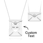 Custom Engraved Necklace Envelope Letter Secret Message Locket Jewelry Pendant
