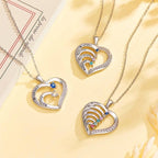 Personalized Heart Necklace Custom Family Name Birthstone Necklace Gift for Mother Grandma