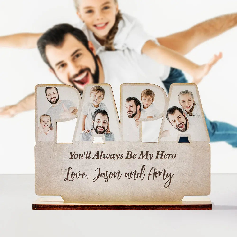 wooden plaque personalized photo family keepsake for grandpa