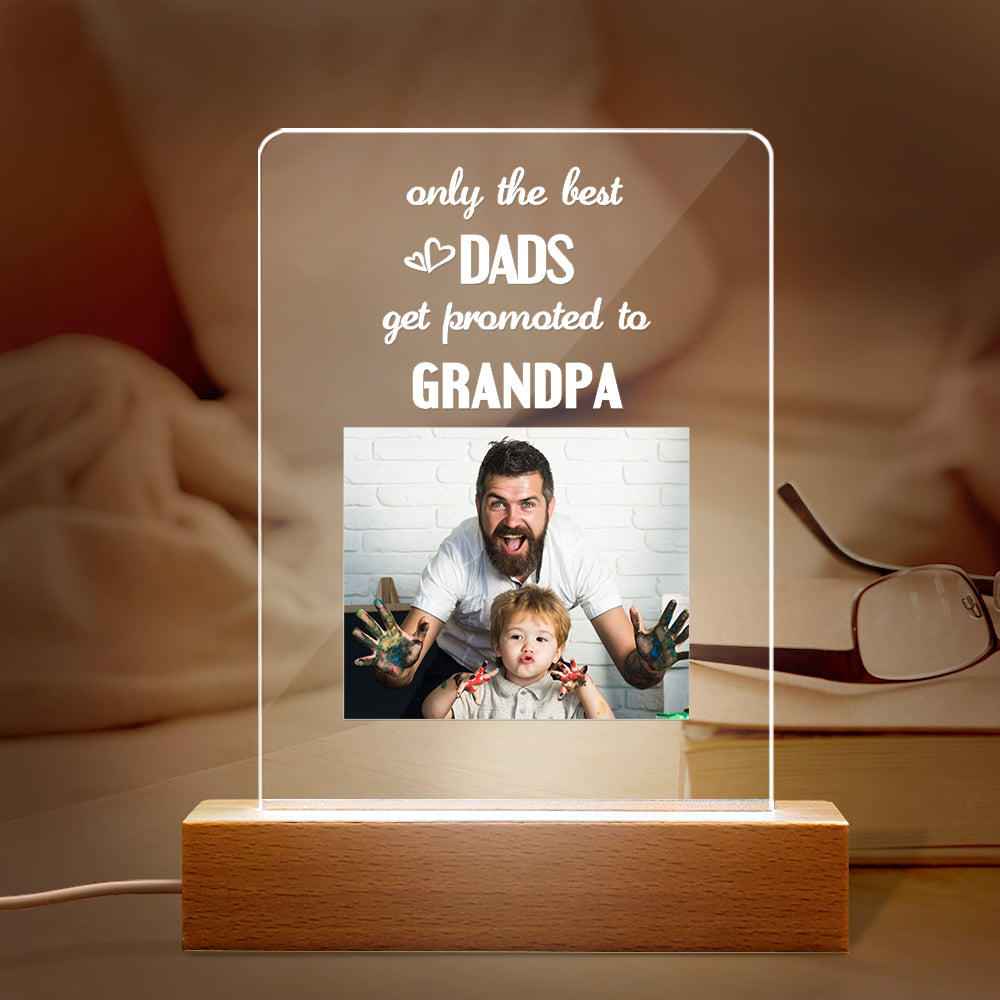 promoted to grandpa night light personalized gift for grandpa