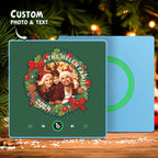 FridgeBeats Framed Personalized Christmas Wreath Family Photo Music Fridge Magnet Custom Music Magnets Can Play Songs Christmas Gifts