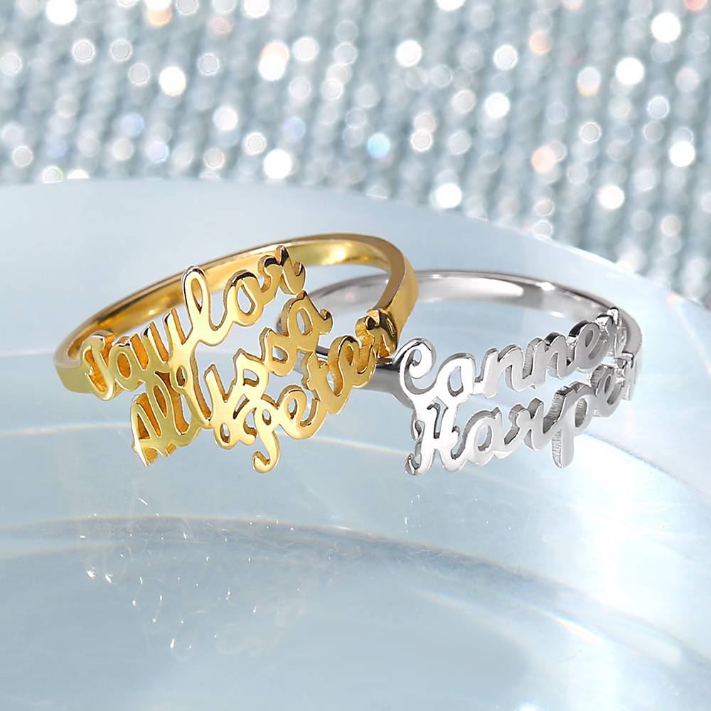 gifts for wife Heartfelt Surprise - Unique Memento - Double Names Ring - 925 Sterling Silver - gifts for wife - Anniversary v
