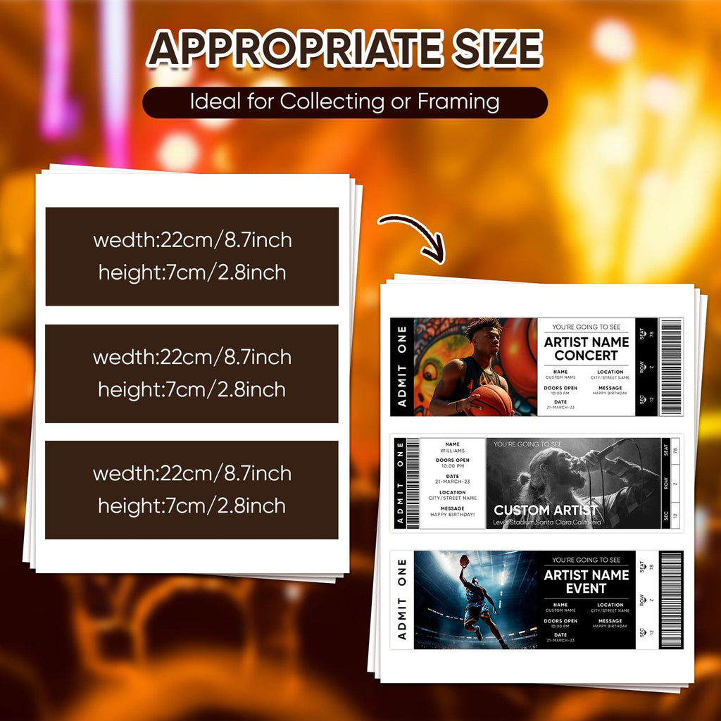 Personalized Photo & Text Custom Concert Ticket Keepsake – Memory Card for Special Moments