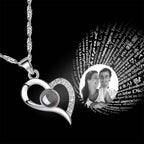 Personalized 100 Languages I Love You Photo Heart Projection Necklace