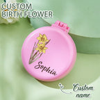 personalized birth flower mirror comb gift for best friend