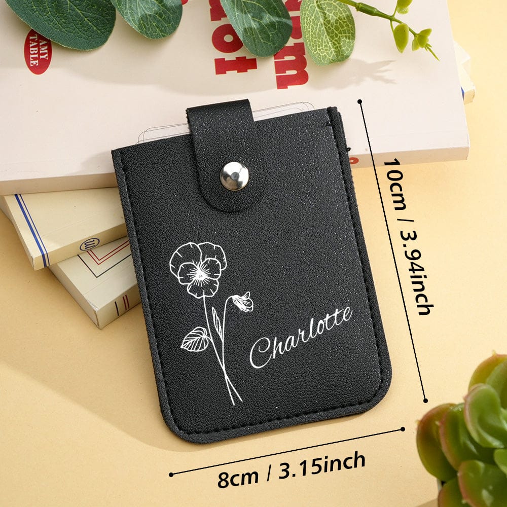 gifts for wife Cherish Every Moment - Personalized Keepsake - Birth Flower Wallet with Name Mini Pull-out Card Holder Wallet