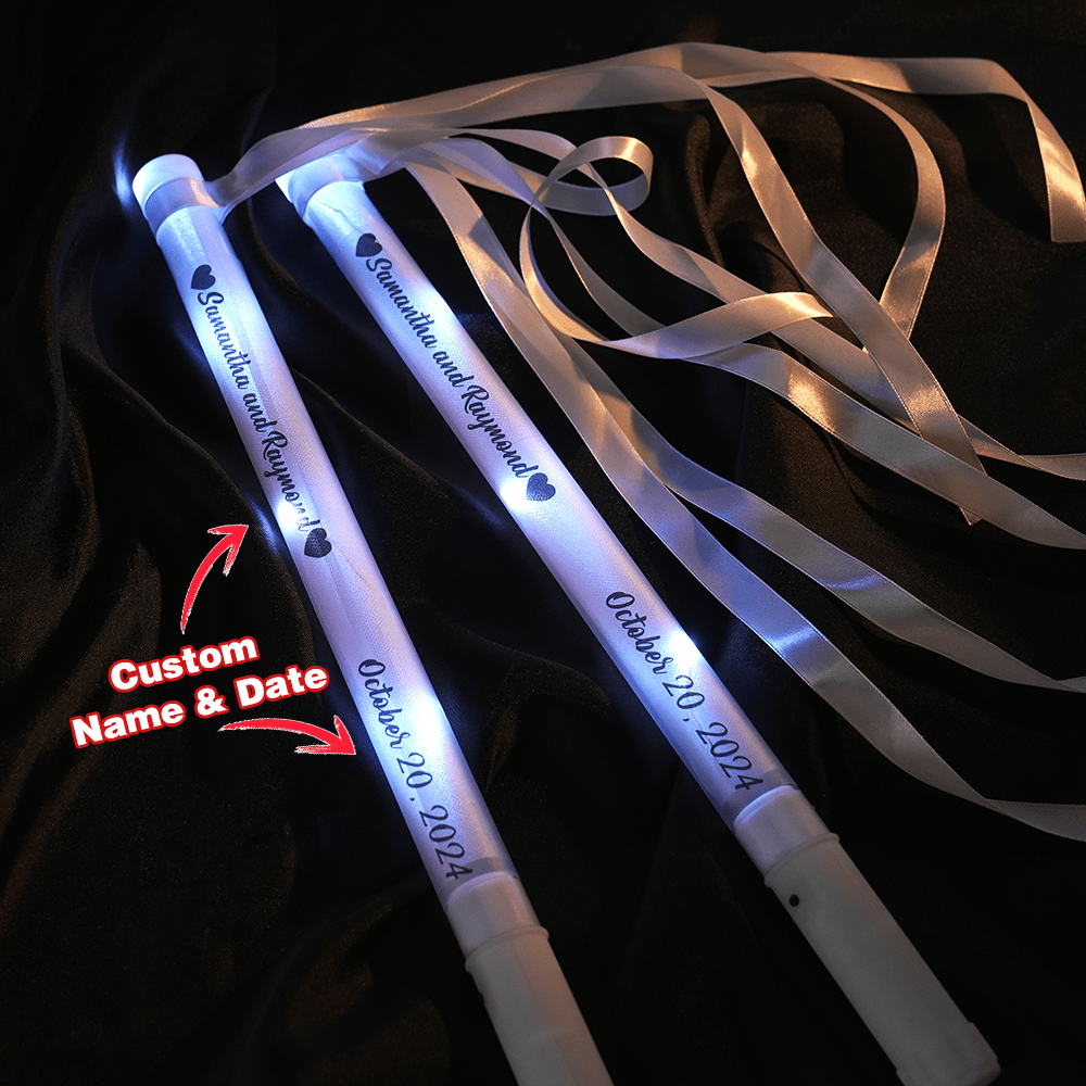 Let Every Exit Shine with Celebration - Personalized LED Wedding Wands - Custom Ribbon Light Party Favors For Wedding Party Gift Ideas
