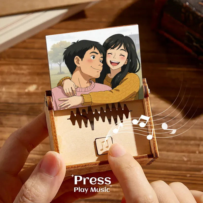 Custom Anime Style Music Box with Your Photo | Choose Your Own Song