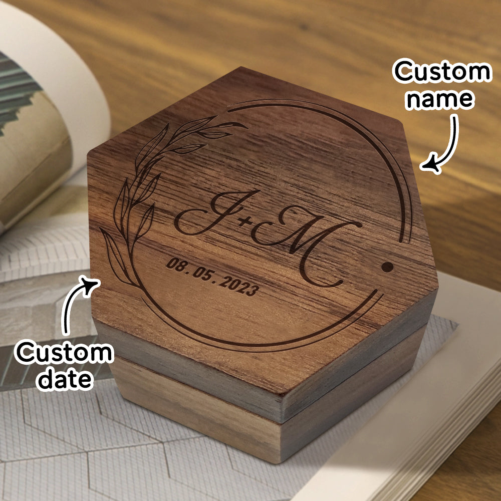 personalized six styles customized hexagon wooden jewelry box wedding display