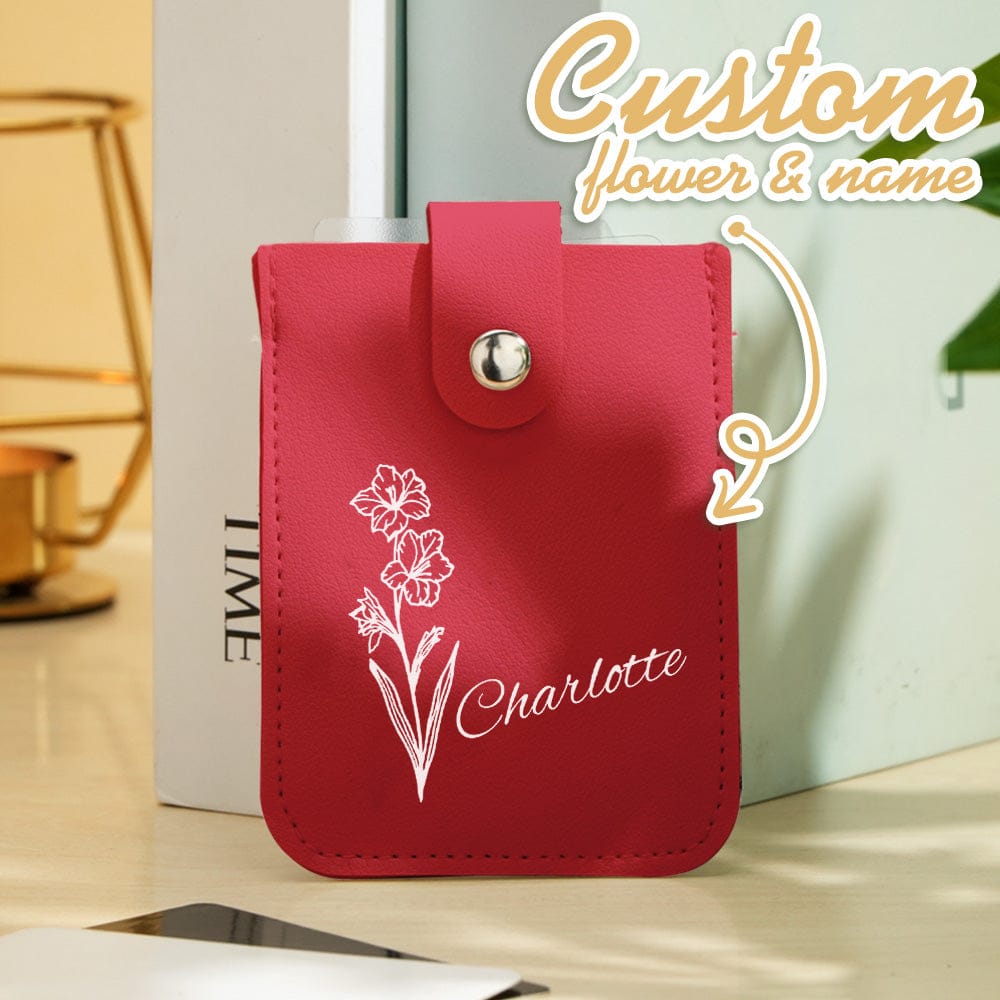 gifts for wife Cherish Every Moment - Personalized Keepsake - Birth Flower Wallet with Name Mini Pull-out Card Holder Wallet