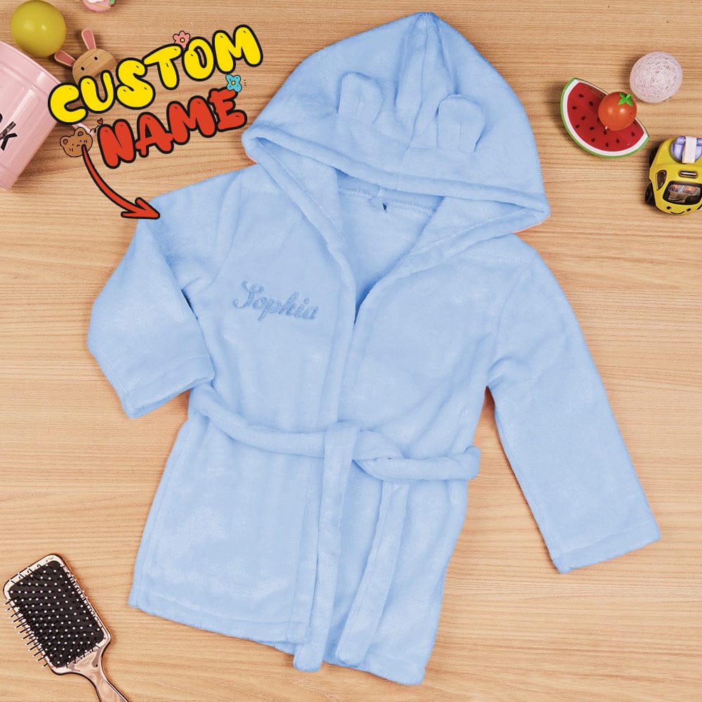 Personalized Baby Sleepwear with Embroidery Name Bear Ears Dressing Gown Gift for Kid