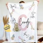 Personalized Winnie the Pooh Throw Blanket with Name Nursery Decor Birthday Baby Shower Gift for Kids