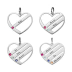 Engraved Heart Name Necklace Custom Family Birthstone Mom Necklace S925 Silver