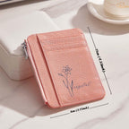 gifts for wife Eternal Love - Personalized Keepsake - Birth Flower PU Leather Wallet with Name 8 Card Slots Wallet Birthday G
