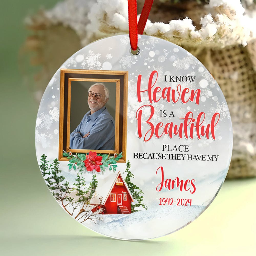 ornament acrylic personalized photo with name remembrance decor