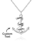 Custom Engraved Name Necklace Anchor Pendant Necklace