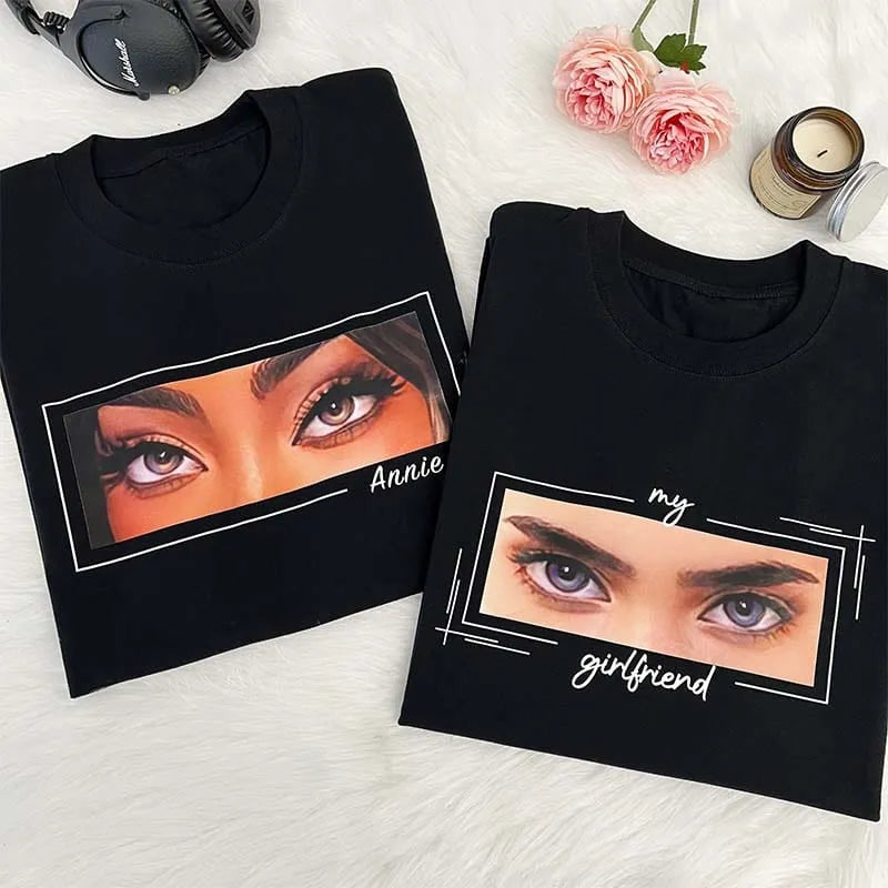 Unique Custom Eyes Tee Loved One's Eyes Shirt Personalized Eyes Artwork Tee Unique Eyes Sketch Art from Photo Gift for Your Love