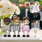 Custom Full Body 3 People Groomsmen Brick Figures – Personalized Wedding Gift