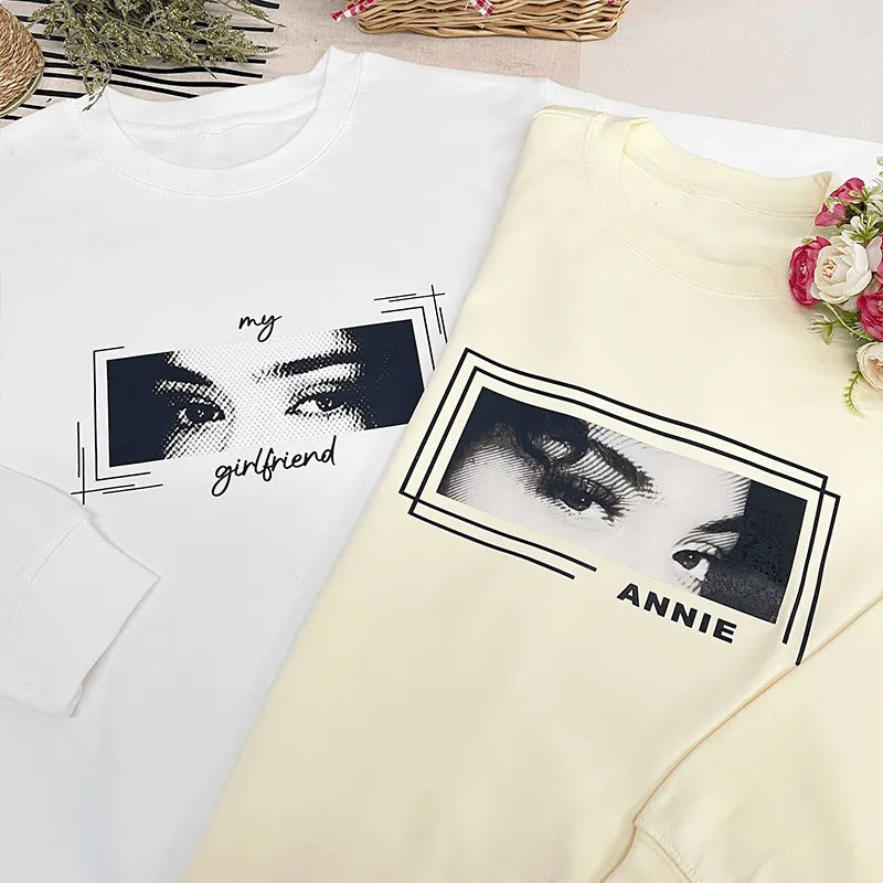 Unique Custom Eyes Tee Loved One's Eyes Shirt Personalized Eyes Artwork Tee Unique Eyes Sketch Art from Photo Gift for Your Love