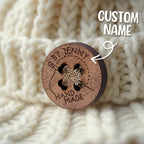 Personalized Handmade with Love Wooden Buttons Set of 15 Clothing Labels Gifts for Mother Grandma Knitting Crocheting Lovers