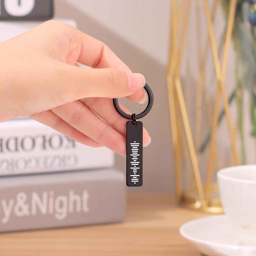 Single Side Engraved Stainless Steel Scannable Code Music Keychain