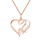 Custom Overlapping Heart Two Names Necklace 925 Sterling Silver