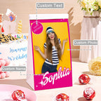 Personalized Treat Bag with Photo Name Snack Bag Birthday Party Favor Gift for Girl