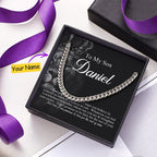 Cuban Chain Necklace With Custom Name Message Card Birthday Gift for Son