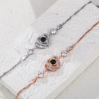 Custom Double Heart Projection Bracelet 925 Sterling Silver