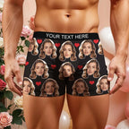 Personalized Face Boxer Custom Text Men Underwear with Heart Pattern Christmas Gift Personalized Photo Funny Valentines Gift
