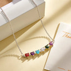 Personalized Heart-Shaped Birthstone Necklace Anniversary Birthday Gift for Her