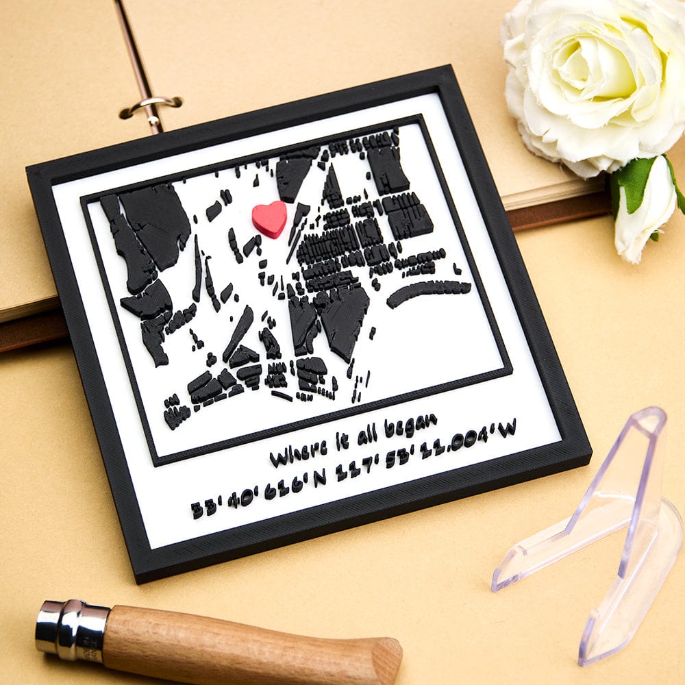 3D Location Map Plaque with Personalized Place Acrylic Keepsake