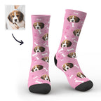 Pink Socks Funny All Over Face Print for Pet Lover Gifting