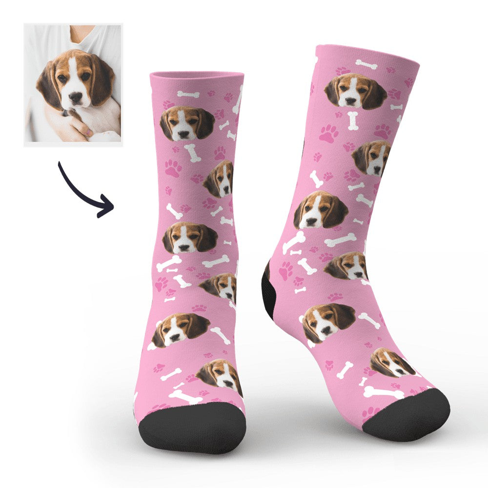 Pink Socks Funny All Over Face Print for Pet Lover Gifting