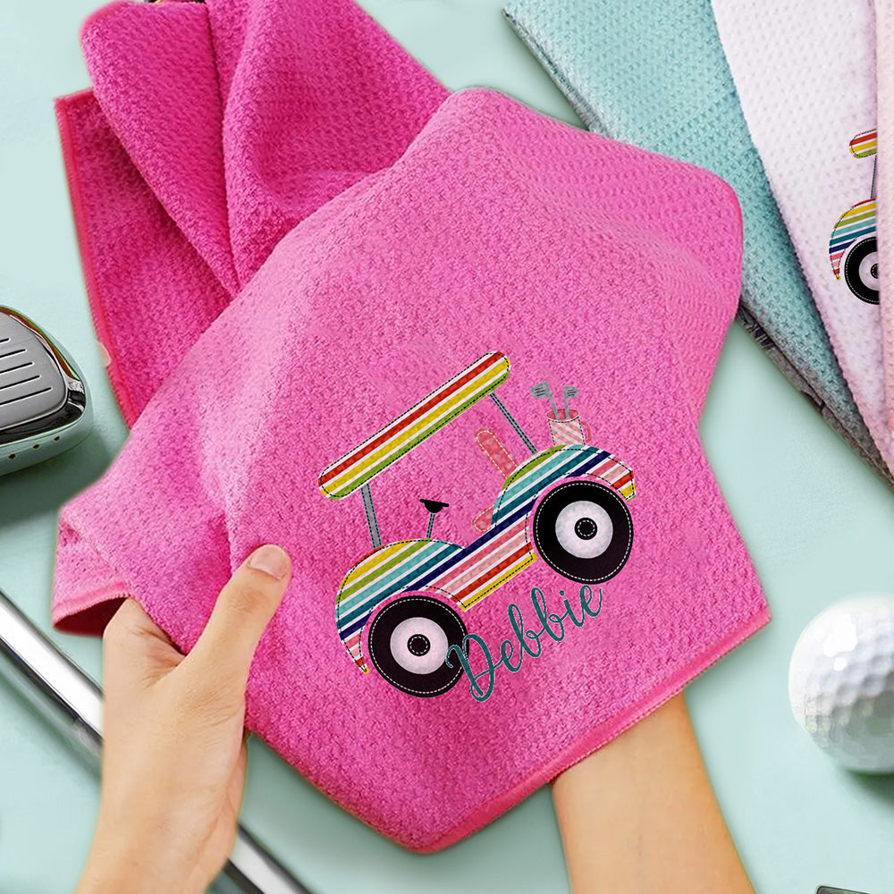 Personalized Golf Towel with Name Hanging Clip Golf Cart Towel Gift for Golf Lovers
