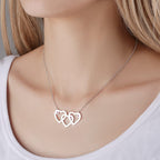S925 Silver Custom Triple Heart Engraved Name Necklace With Three Birthstones
