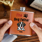 Personalized PU Leather Flask Stainless Steel 6oz Whiskey Flask Gift for Pet Lover