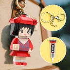 personalized brick figure keychain custom bag charm keepsake birthday gift for daughter front view