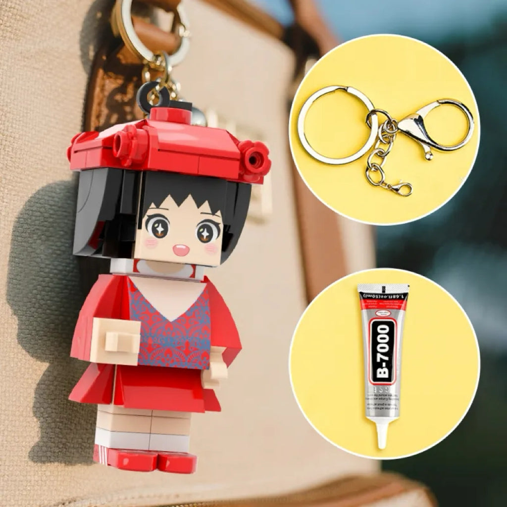 personalized brick figure keychain custom bag charm keepsake birthday gift for daughter front view