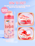 Custom Name Rainbow Unicorn Stainless Steel Water Cup Children's Day Gift for Kids