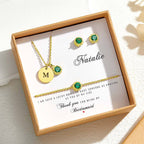 Personalized Earrings Bracelet Necklace Jewelry Set Wedding Bridesmaid Proposal Gift Box