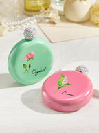 Personalized Birth Flower Round Flasks with Name 5oz Glitter Flask Birthday Bridesmaid Party Gift for Girls