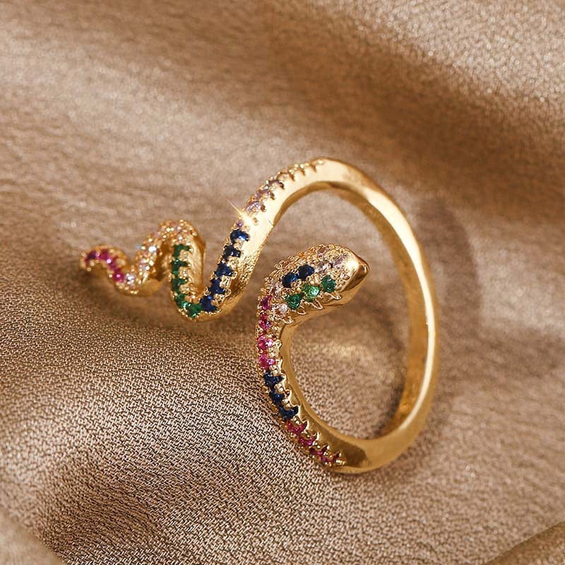 Adjustable Zircon Ring Copper Snake Rings