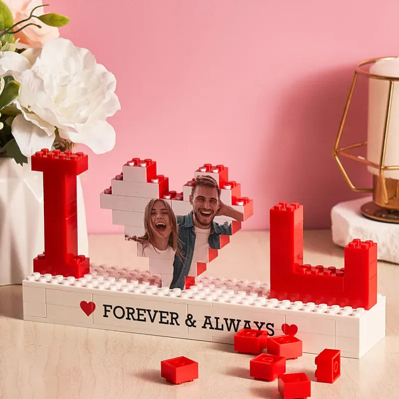 Personalized I Love You Photo Building Brick Puzzles Custom Text Photo Block Gift for Lover