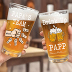 Personalized Beer Glass Drink Up Dad, We Won't Tell Mom Fist Beer Glass Gift for Dad Grandpa