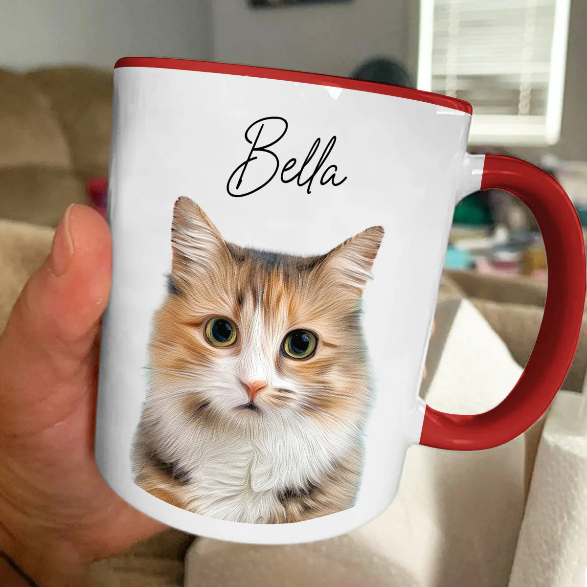 Black Accent Mug Personalized Pet Portrait Funny Coffee Cup Design