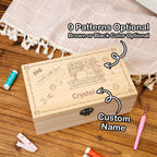 Personalized Sewing Machine Pattern Wooden Storage Box Gift for Seamstress Sewing Enthusiast