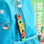 personalized cartoon keyring custom name plate backpack charm gift for daughter back to school main image