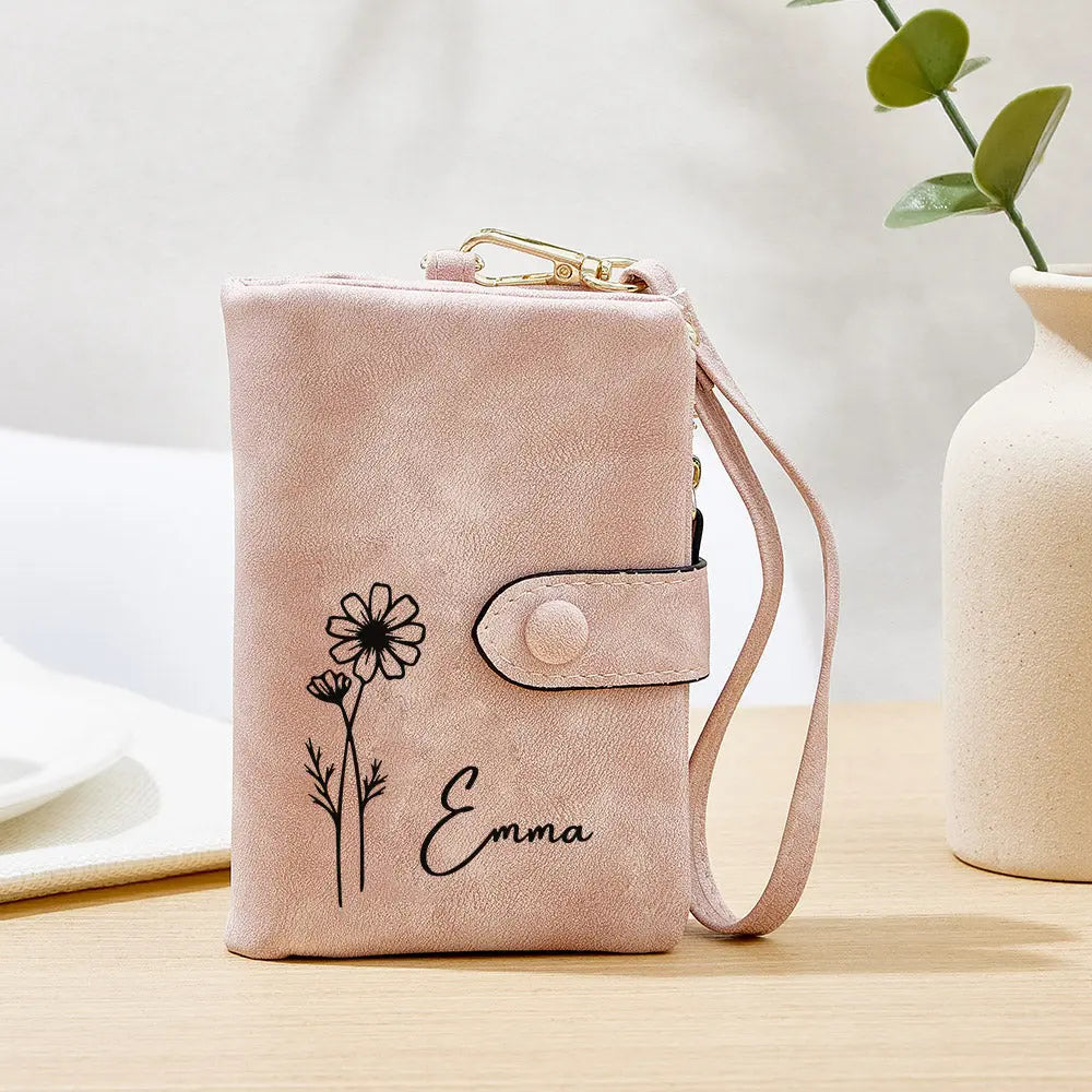 gifts for wife Forever Together - Unique Memento - Name Birth Flower Wallet Card Holder Birthday Gift for her - gifts for wif